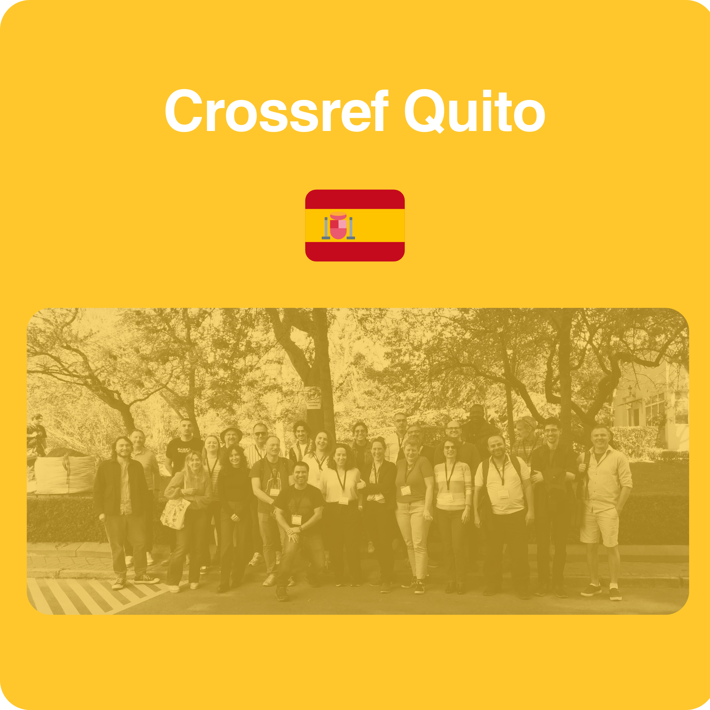 square tile with faded image in the background of Quito, Ecuador, with text Crossref Metadata Sprint, Quite Ecuador, September 2025